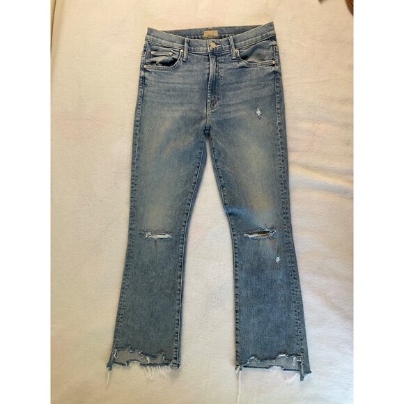 MOTHER Denim The Insider Crop Step Fray Hem Jeans Sz 28 - Picture 4 of 10